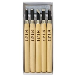 Yasutomo Niji Woodcarving Knives - Set of 5 - open to show contents