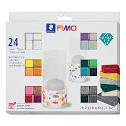 Staedtler Fimo Glitter Effect Polymer Clay - Assorted Colors, Set of 24 front of packaging