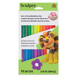 Sculpey Non-Dry Modeling Clay - Pkg of 52, 2.16 lb, Assorted Colors front of packaging