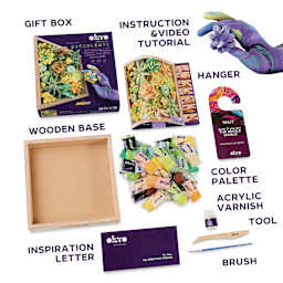 Okto Sensory Art DIY Wood & Craft Clay Kit - Succulents, Energy Colors - contents