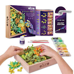 Okto Sensory Art DIY Wood & Craft Clay Kit - Succulents, Energy Colors