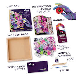 Okto Sensory Art DIY Wood & Craft Clay Kit - Flowers, Inspiration Colors - contents