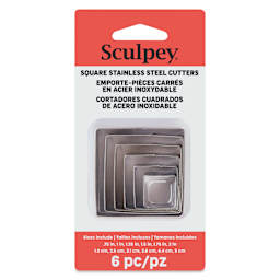 Sculpey Tools Metal Clay Cutters - Squares, Set of 6 front of packaging