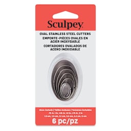 Sculpey Tools Metal Clay Cutters - Ovals, Set of 6 front of packaging