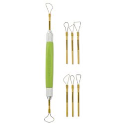 Xiem Sculptor's Wire Tool Set - Green tool with 8 interchangeable medium tips shown