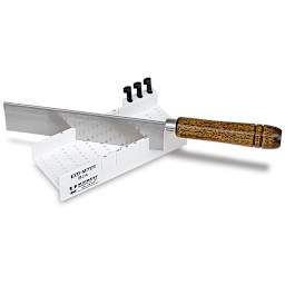 Easy Mitre Box Deluxe - Angled view of Miter Box with Razor saw inserted at 45 degree angle