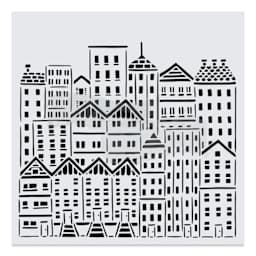 The Crafter's Workshop Stencil - City Buildings, 6" x 6"