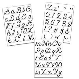 Alphabet Stencils Script 1.5" Alphabet - 3 Shts./Pkg.