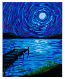 Moonlit Lake Painting