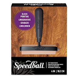 Speedball Soft Rubber Brayer - Black, 4", front of packaging