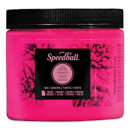Speedball Water-Soluble Block Printing Ink - Fluorescent Hot Pink, 16 oz