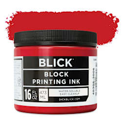Blick Water-Soluble Block Printing Ink - Red, 16 oz Jar