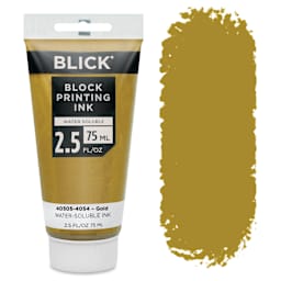 Blick Water-Soluble Block Printing Ink - Gold, 2.5 oz Tube
