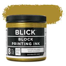 Blick Water-Soluble Block Printing Ink - Gold, 8 oz Jar