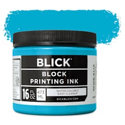 Blick Water-Soluble Block Printing Ink - Turquoise, 16 oz Jar