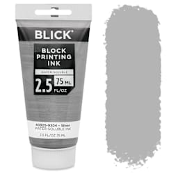 Blick Water-Soluble Block Printing Ink - Silver, 2.5 oz Tube
