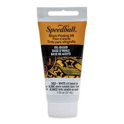 Speedball Oil Base Block Printing Ink - White, 1.25 oz - front