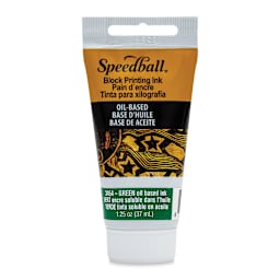 Speedball Oil Base Block Printing Ink - Green, 1.25 oz - front