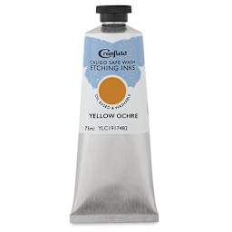 Cranfield Caligo Safe Wash Etching Inks - 75 ml Tube of Yellow Ochre shown upright