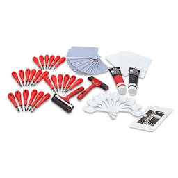 Blick Blue Easy-To-Cut - Components of Easy-To-Cut Class pack shown