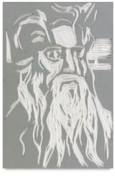 Blick Readycut Printing Block - Art of face carved into gray side of block 