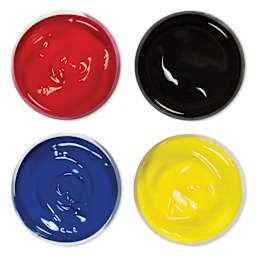 Speedball Fabric Screen Printing Ink - Basic Colors, Set of 4, 4 oz, Jars showing included colors