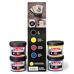 Speedball Permanent Acrylic Screen Printing Starter Set - Starter Set, Set of 4 shown with packaging