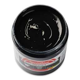 Speedball Fabric Screen Printing Ink - Black, 8 oz, Jar (Open, Top view)