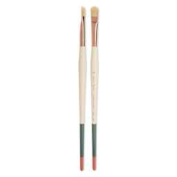 Blick x Raphaël L'Impressionniste Synthetic Bristle Brush - D-Brush, Size 12, Long Handle, side view and front view