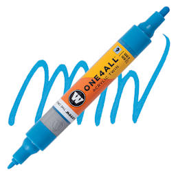 Molotow One4All Acrylic Twin Marker - Shock Blue Middle marker and swatch