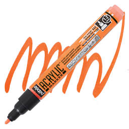 Pebeo Acrylic Marker - Fluorescent Orange, 1.2 mm, Bullet Nib marker and swatch