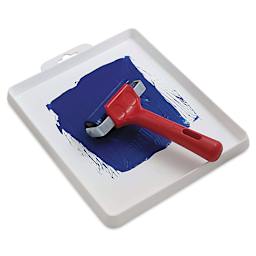 Essdee Premium Water Based Block Printing Ink Set - Primary Set of 5, 100 ml Tubes (Ink and roller on inking tray)