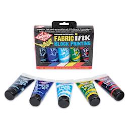 Essdee Fabric Block Printing Inks - Set of 5, 100 ml Tubes packaging and contents