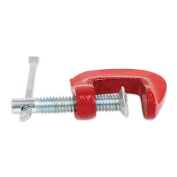 Excel Blades Miniature Iron C-Clamp - 1" - lying flat, angled