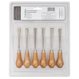 Excel Blades Deluxe Palm Style Chisels - Set of 6 - back of packaging