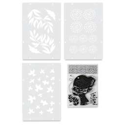 Sizzix Studio Layered Stencil and Stamp Set - Set of 8, Ikigai