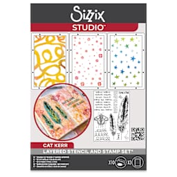 Sizzix Studio Layered Stencil and Stamp Set - Set of 13, The Rs Have It front of packaging