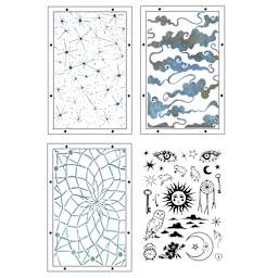 Sizzix Studio Layered Stencil and Stamp Set - Set of 30, Dreamscape