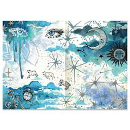 Sizzix Studio Layered Stencil and Stamp Set - Set of 30, Dreamscape showing close up of completed project