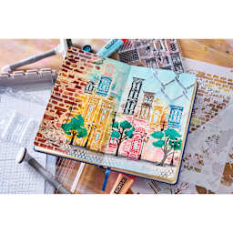 Sizzix Studio Layered Stencil and Stamp Set - Set of 23, City Life completed project