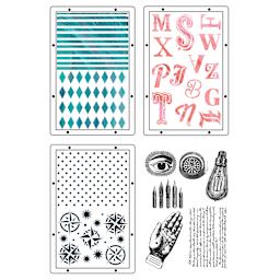 Sizzix Studio Layered Stencil and Stamp Set - Set of 9, My Favorite Things A5