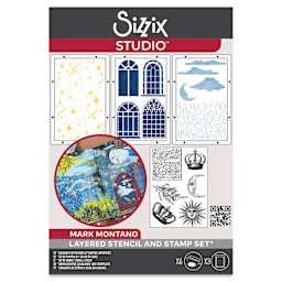 Sizzix Studio Layered Stencil and Stamp Set - Set of 9, Weather Wonder A5 front of packaging