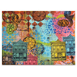 Sizzix Studio Layered Stencil and Stamp Set - Set of 10, Build It A5 completed project