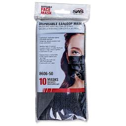 SAS Safety Disposable Face Mask -  Black, Package of 10 (In packaging)