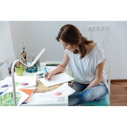 Daylight UnoLamp - Floor Lamp in use at desk