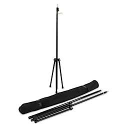 Savage Background Stands - One side set up upright with carry case and second side in front
