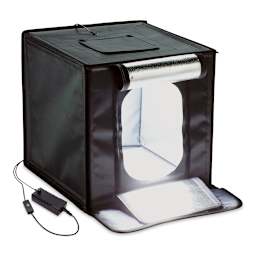 Smith-Victor LED Desktop Studio Light Tent - 17"H x 17"W x 17"D (Front, Light on)