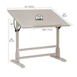 Studio Designs Vintage Drafting Table - Coastal Whitewash, 36" x 24" - dimensions