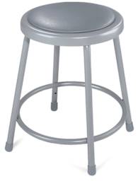National Public Seating Corp. Padded Stool - Front view of 18" High Gray Padded stool