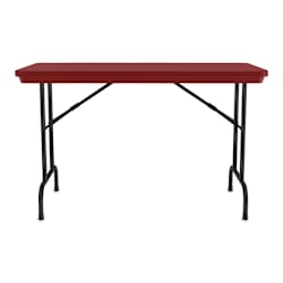 Correll Plastic Resin Folding Table - 24" x 48", Red, Fixed Height - side view